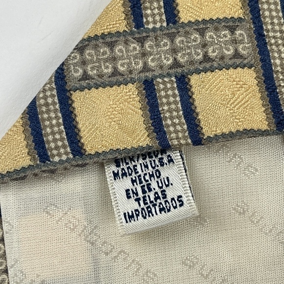 Claiborne Tie Mens Yellow Plaid Silk - Picture 2 of 5